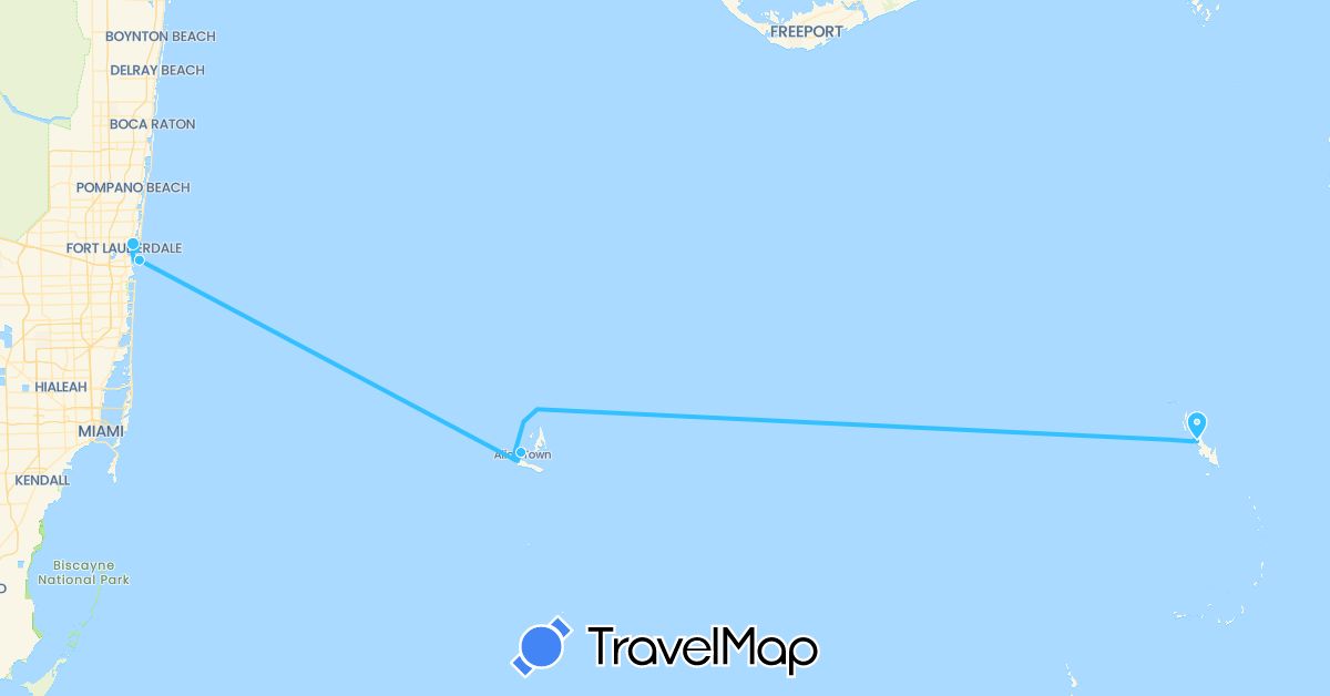 TravelMap itinerary: driving, boat in Bahamas, United States (North America)