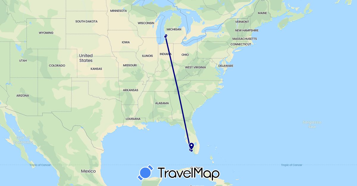 TravelMap itinerary: driving, cycling in United States (North America)
